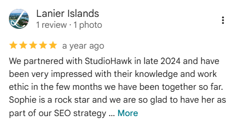 Five-star Google review of StudioHawk