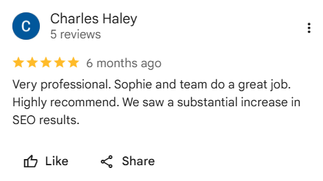 Five-star Google review of StudioHawk