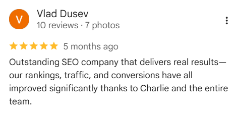 Five-star Google review of StudioHawk