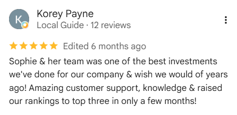 Five-star Google review of StudioHawk