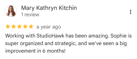 Five-star Google review of StudioHawk