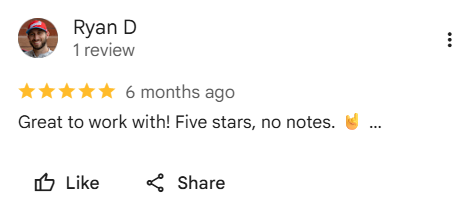 Five-star Google review of StudioHawk